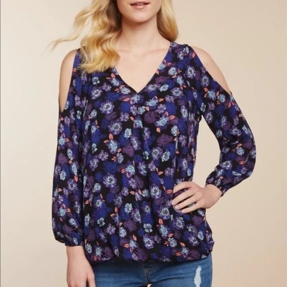 Jessica Simpson Cold Shoulder Nursing Top Blouse - Size S - Picture 1 of 8